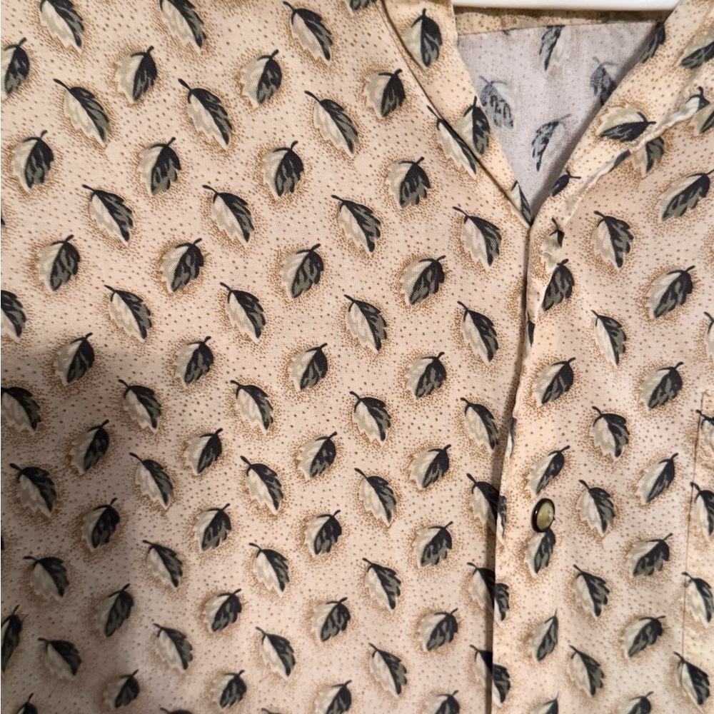 Men's Cream Leaf Print Shirt